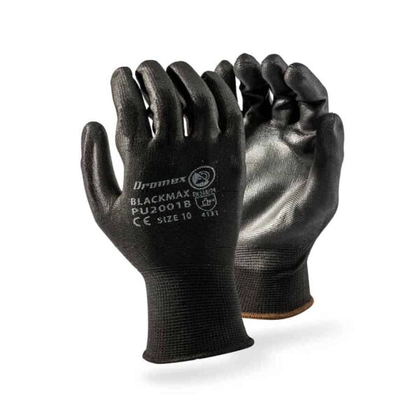 DROMEX GLOVE PU P/COATED BLACK MAX [07]  PU2001B/7