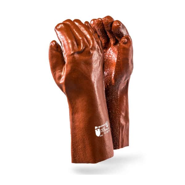 DROMEX GLOVE PVC ROUGH BROWN E/LENTH  XTRA/35