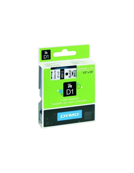 HellermannTyton : Dymo Label Tape 12mm  on White - (DYT12BKWT)