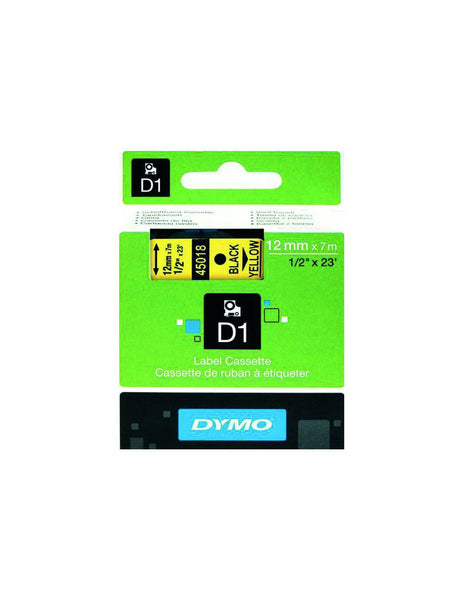 HellermannTyton : Dymo Label Tape 12mm  on Yellow - (DYT12BKYL)