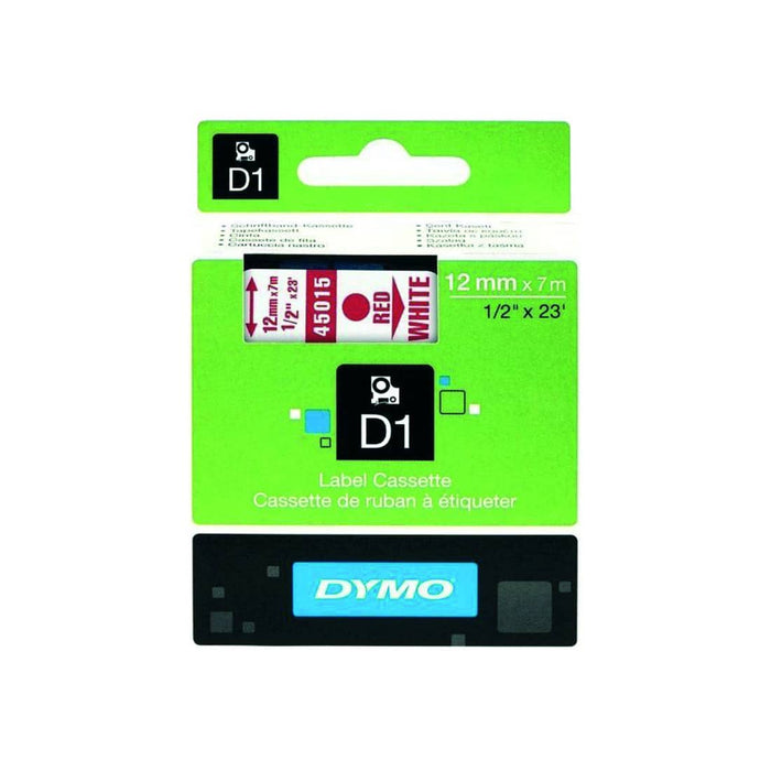 HellermannTyton : Dymo Label Tape 12mm Red on White - (DYT12RDWT)