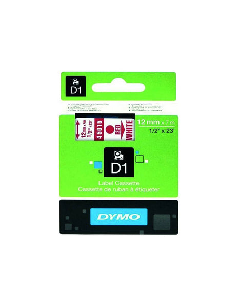 HellermannTyton : Dymo Label Tape 12mm Red on White - (DYT12RDWT)