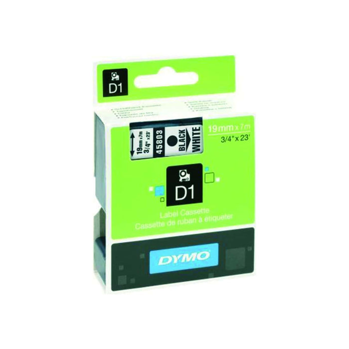 HellermannTyton : Dymo Label Tape 19mm  on White - (DYT19BKWT)
