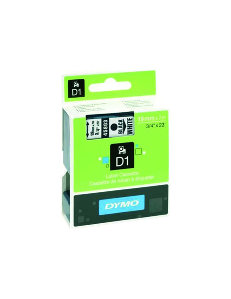 HellermannTyton : Dymo Label Tape 19mm  on White - (DYT19BKWT)