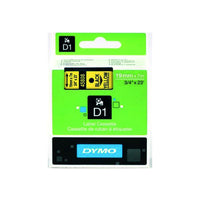 HellermannTyton : Dymo Label Tape 19mm  on Yellow - (DYT19BKYL)