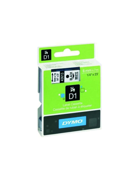 HellermannTyton : Dymo Label Tape 6mm  on White - (DYT6BKWT)