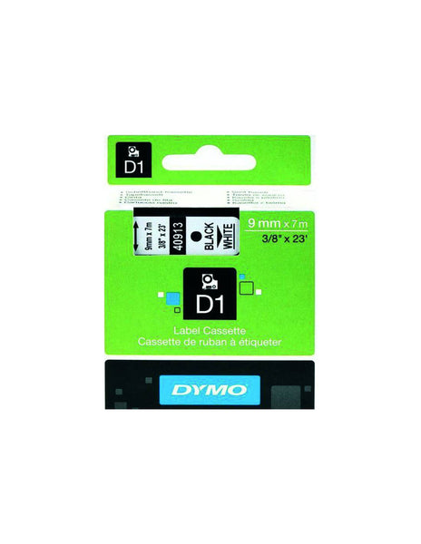 HellermannTyton : Dymo Label Tape 9mm  on White - (DYT9BKWT)