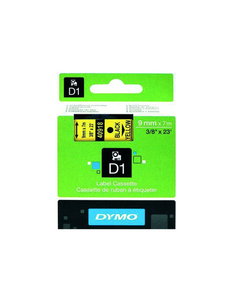 HellermannTyton : Dymo Label Tape 9mm  on Yellow - (DYT9BKYL)