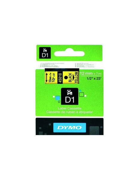 HellermannTyton : Dymo Rhino Heatshrink Tape 12mm x 1.5M  on Yellow - (DYT12HSBKYL)