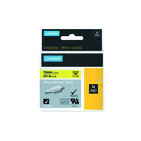 HellermannTyton : Dymo Rhino Heatshrink Tape 19mm x 1.5M  on Yellow - (DYT19HSBKYL)