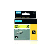 HellermannTyton : Dymo Rhino Heatshrink Tape 6mm x 1.5M  on Yellow - (DYT6HSBKYL)