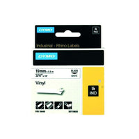 HellermannTyton : Dymo Rhino Vinyl Tape 19mm x 3.5M  on White - (DYT19VBKWT)