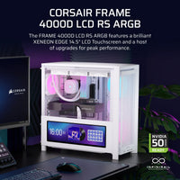 FRAME 4000D LCD RS ARGB Premium Mid-Tower PC Case; Includes 4x RS120 PWM ARGB Fans; XENEON EDGE; White.