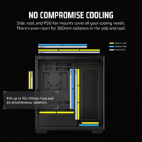 3500X Tempered Glass Black Mid-Tower PC Case; 2x 3.5'' |  2x 2.5'' Drive Bays; Up to 360mm Radiator compatible-CC-9011276-WW