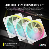 CORSAIR LX RGB Series; iCUE LINK LX120 RGB White; 120mm Fan; Triple Pack