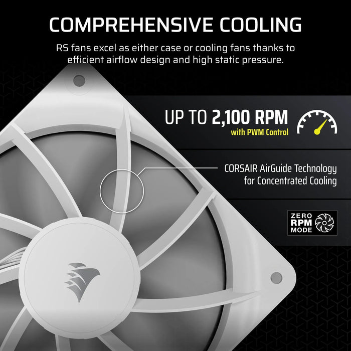 Corsair RS120 120mm PWM Fans Triple Pack – White-CO-9050193-WW