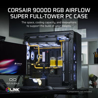 iCUE LINK 9000D AIRFLOW Tempered Glass Super-Tower; Supports  18x 120mm fans - Black