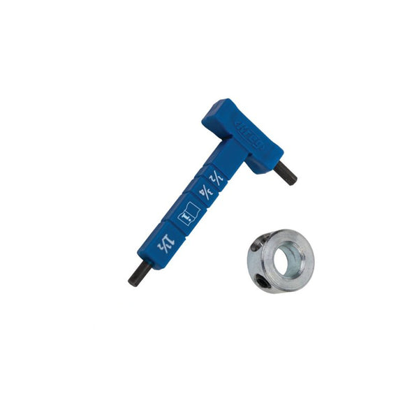 easy set stop collar and material thickness gauge