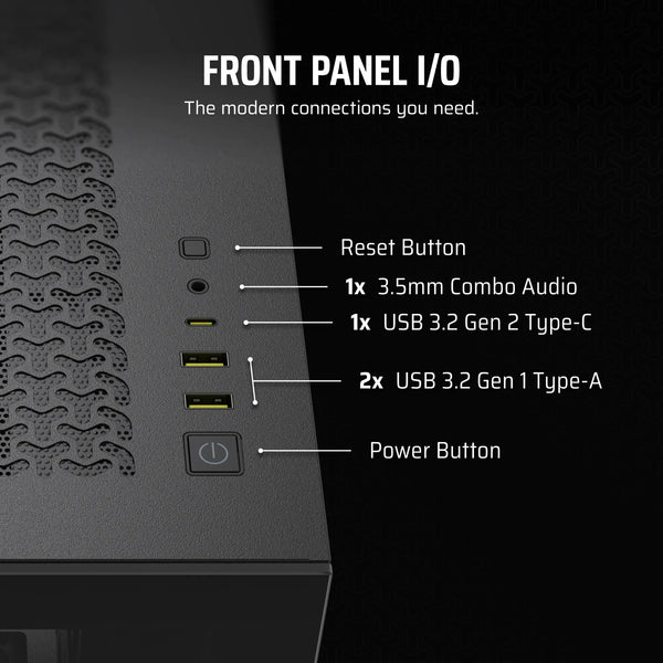 3500X Tempered Glass Black Mid-Tower PC Case; 2x 3.5'' |  2x 2.5'' Drive Bays; Up to 360mm Radiator compatible-CC-9011276-WW
