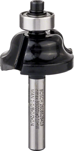 Bosch: Router bits  - Edge forming bit B 1/4", R1 4 mm, D1 28,6 mm, B 15,9 mm, L 12,4 mm, G 54 mm -  SKU: 2608628419
