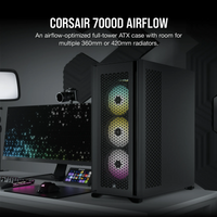 7000D Airflow Black Tempered Glass Full Tower; 6x 3.5'' |  4x 2.5'' Drive Bays ; 480mm Radiator Compatible; 3x140mm fan incl-CC-9011218-WW