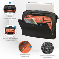 EVERKI LUNAR BRIEFCASE | Fits up to 18.4 inch laptops | Leather handles and accents | Trolley handle pass-through Everki