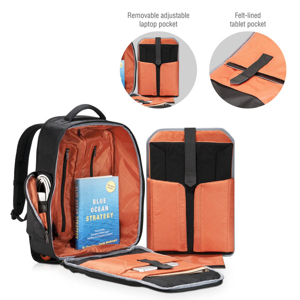 EVERKI Atlas Wheeled Backpack: Laptop Bag, Removable Pocket. Black Laptop Bag. Laptop Bag For 13 to 17.3 inch Laptops