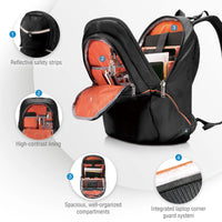 EVERKI GLIDE BACKPACK | Fits up to 17.3 inch laptops | Reflective strips | Hidden strap pocket | Corner guard protection Everki
