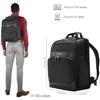 EVERKI ONYX BACKPACK | Fits up to 15.6 inch laptops | Black | Discreet RFID-safe pocket | Travel friendly | Opens 180° Everki