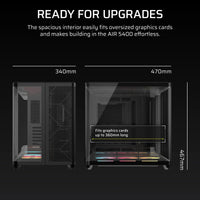 AIR 5400 LX-R RGB iCUE LINK Triple Chamber Mid-Tower PC Case ;3x Fans included;2x 2.5'' ; 1x 3.5'';  Black