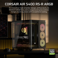 AIR 5400 RS-R ARGB Triple Chamber Mid-Tower PC Case ; 3x Fans Included; 2x 2.5'' ; 1x 3.5'' Black-CC-9011318-WW
