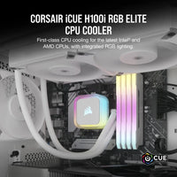 Corsair iCUE H100i ELITE RGB 240mm Liquid CPU Cooler - White AMD: AM5; AM4; sTRX4; sTR5 | Intel LGA: 1700/1851; 1200; 115X; 2066