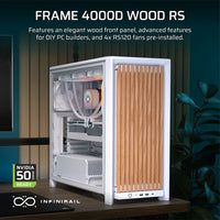 FRAME 4000D RS WOOD Modular High Airflow Mid-Tower PC Case; 4x  RS Fans; White & Oak.