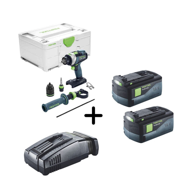 Festool Cordless Percussion Drill Tpc 18/4-Basic - Fes575604 + Battery Pack BP 18 5.2  + Rapid charger SCA 16