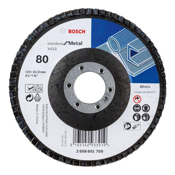 Bosch Flap discs - Flap disc Standard for Metal 115 mm, 22,23 mm, 80, straight - 2608601709