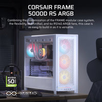 FRAME 5000D ARGB RS Mid-Tower PC Case; 4x 4x RS140 ARGB Fans; 2x 2.5'' ; 1x 3.5'' ; White.-CC-9011310-WW