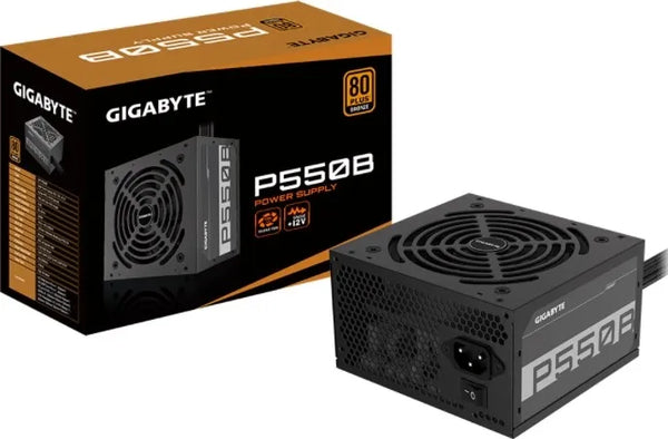 Gigabyte PSU P550B Bronze Certified 550W - 3 Year Warranty; 24/20-pin x 1; CPU 4+4-pin x 1; PCI-E 6+2-pin x 2; SATA x 6; Peri x3