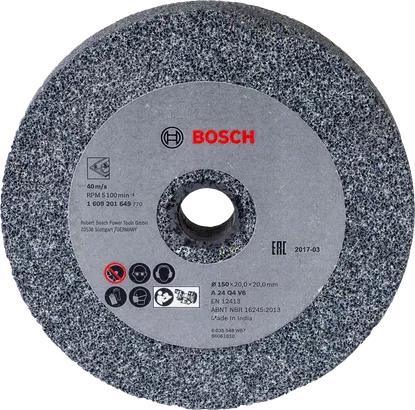 Bosch 150mm Grinding Wheel A24Q4V6 - Metal Grinding Disc for Angle Grinders, 150 x 20 x 20 mm