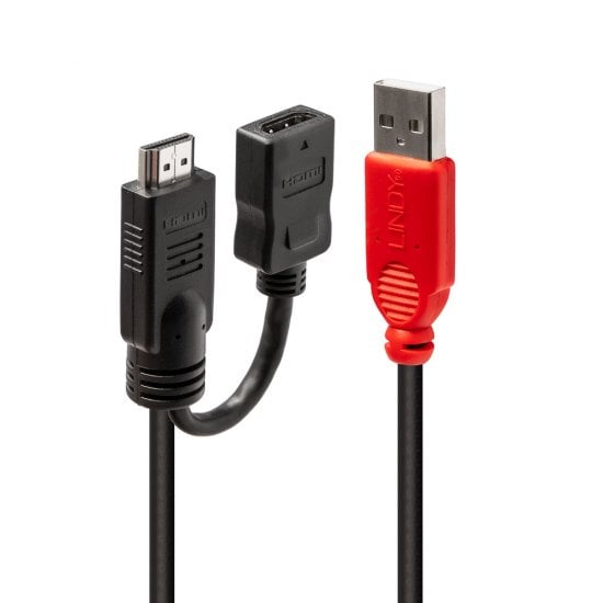 LINDY HDMI M TO F WITH USB POWER INJECTOR (41080) - ADA-HDMI-USB-PWR-L