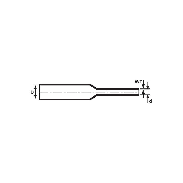 HellermannTyton Heat Shrink Tube 25.4/12.7mm Green/Yellow Stripe - LV254TGYS: Diagram of dimensions