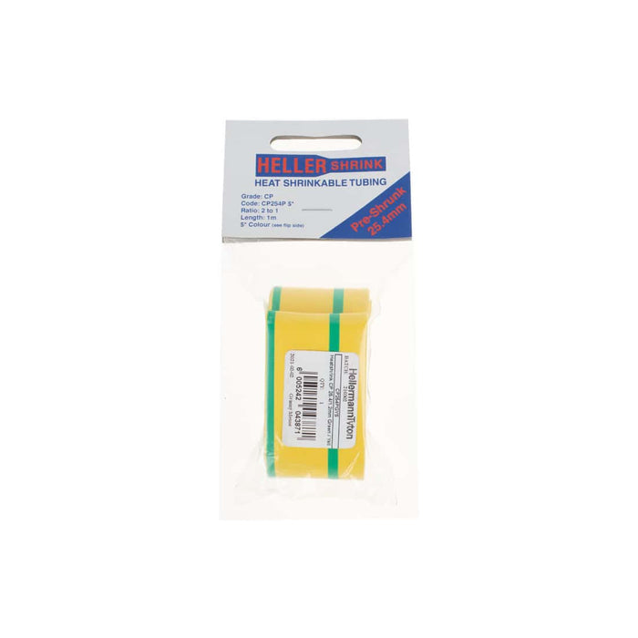 HellermannTyton : Heatshrink CP 25.4/1.2mm Green / Yellow Stripe 1.0M - (CP254PGYS)