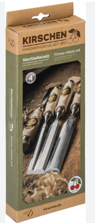 Two Cherries Firmer Chisel Set, 4pcs., with hornbeam handle 10 - 16 - 20 - 26 mm, in display-box - 1181000
