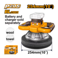 INGCO 20V Cordless Polisher Tool Only, 254mm - Brushless Motor, Polishing Kit - Chavda.com