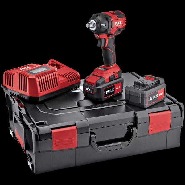 Flex Cordless brushless impact wrench set c/w 2x 5.0Ah 
batteries & intelligent charger in a L-BOXX 461776