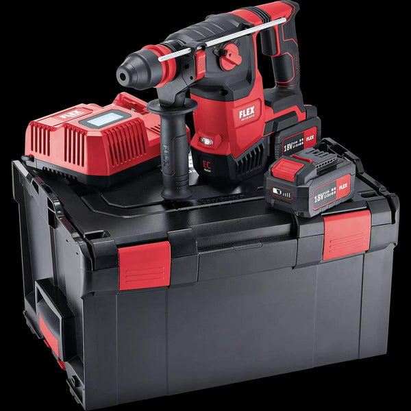 Flex SDS+  Rotary Hammer Set, brushless, 26mm, 2x5.0Ah battery, i-charger,  in CC 478474