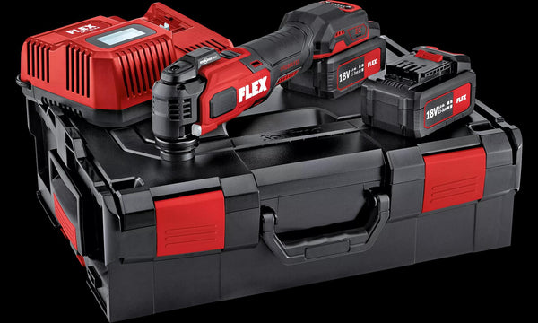 Flex Cordless multitool 18V set c/w 2x 5.0Ah batteries & 
intelligent charger in a carry case 518417