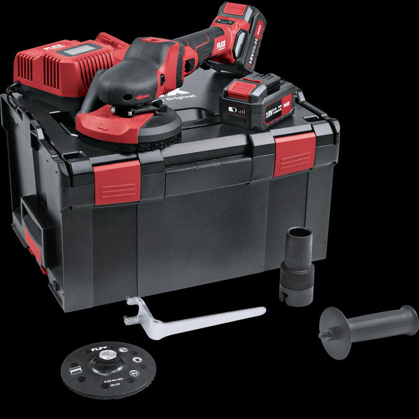 Flex Cordless SUPRAFLEX, brushless set for painted surfaces 
wood, stone and metal c/w 2x 5.0Ah batteries & intelligent 
charger in a L-BOXX 504157
