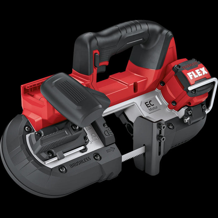 Flex 64mm Brushless band saw 18V, adjustable speed c/w 
integrated light & EMS 531748