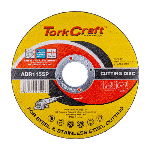 Tork Craft Cutting Disc Steel Metal Ss 115 X 1.0 X 22.2 Mm Abr115 Sp