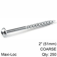 Kreg Kreg Zinc Pocket Hole Screws 51 Mm 2.00' #8 Coarse Thread Mx Loc 250 Ct Kr Sml C2 250